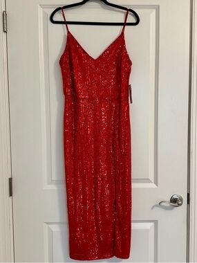 Premier Red Sequin Slip Dress